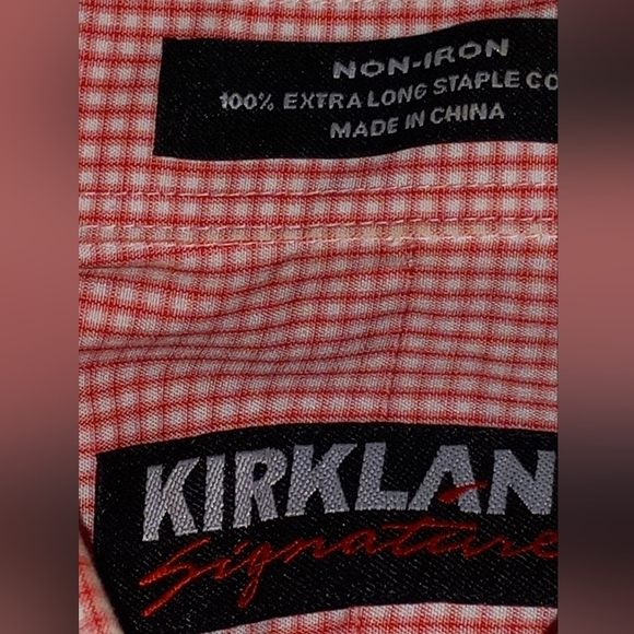 $48 Kirkland Button shirt, size small, tiny red-white plaid, easy care NWOT - Picture 6 of 7